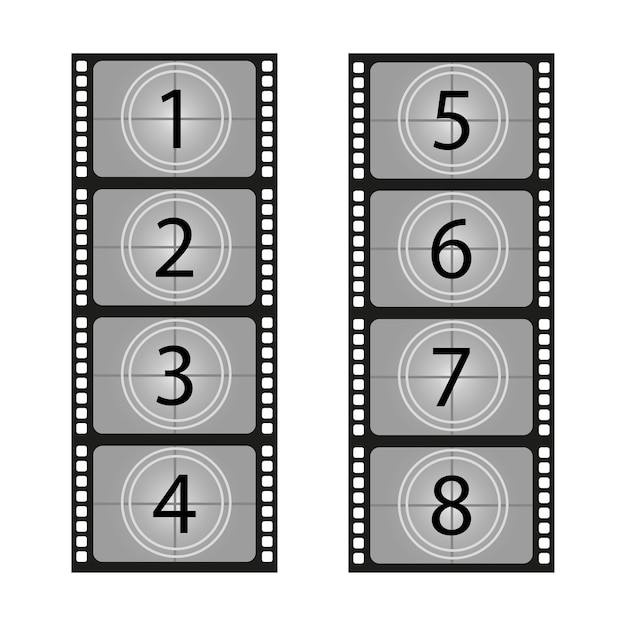 Film with numbers. Vintage retro. Vector illustration.