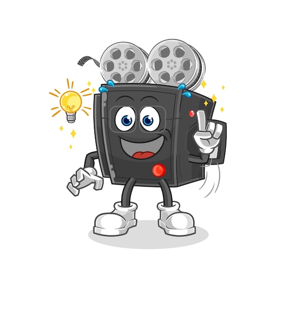 Filmcamera kreeg een idee cartoon mascotte vector