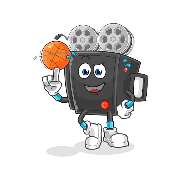 Filmcamera spelen basketbal mascotte cartoon vector