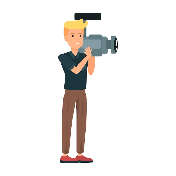 Vector filmmaker illustration in color cartoon style editable