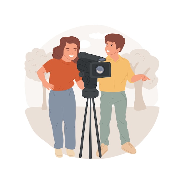 Vector filmmaking class isolated cartoon vector illustration