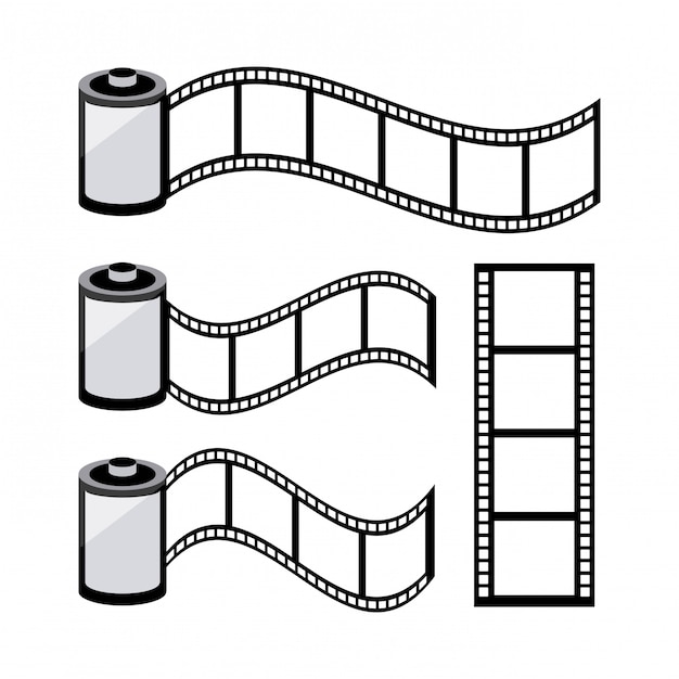 Vector filmontwerp over witte vectorillustratie als achtergrond