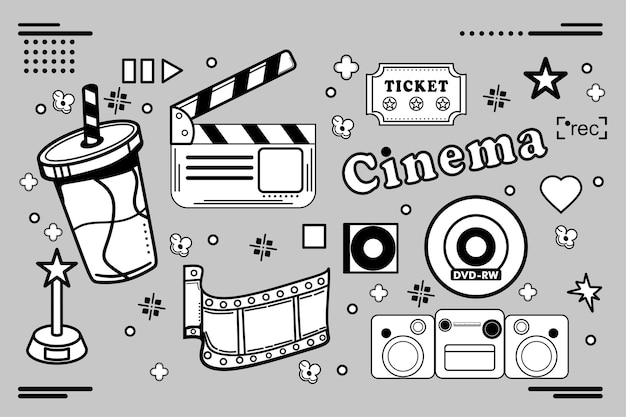 filmpictogram in platte ontwerpillustratie met zwart-witte kleur