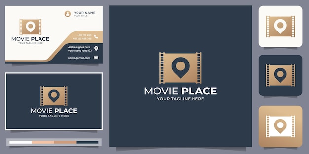 Filmplaatsproductie filmstrepen exclusieve logo-ontwerpinspiratie en visitekaartjesjabloon.