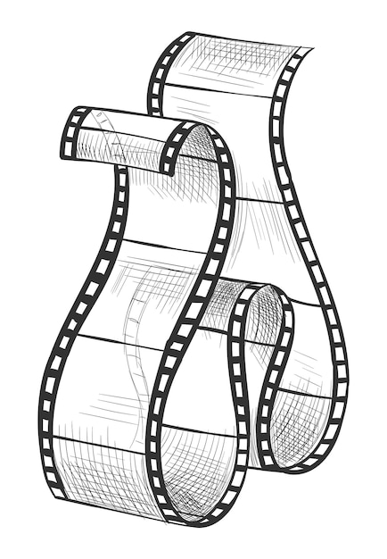 Vector filmstrip lege filmstriptape met schaduw voor projectiefilm en bioscoopontwerp monochroom vectorelement geïsoleerd op een witte achtergrond