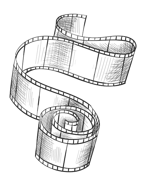 Filmstrip lege filmstriptape met schaduw voor projectiefilm en bioscoopontwerp monochroom vectorelement geïsoleerd op een witte achtergrond