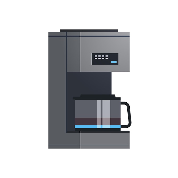 Filter coffee machine and home appliance flat vector illustration