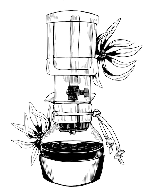 Вектор Фильтр-капельный кофейный цветок