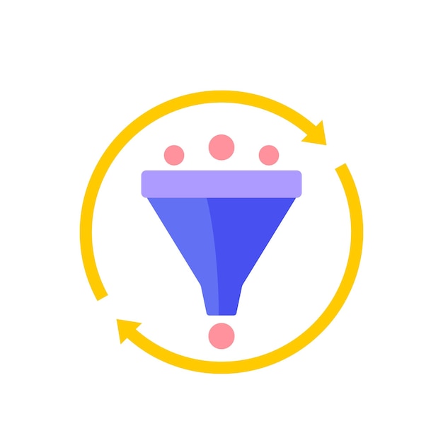 Filtering icon with funnel flat vector