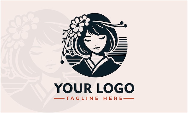 Fimale character japan vector logo design beauty character women logo vector womens day