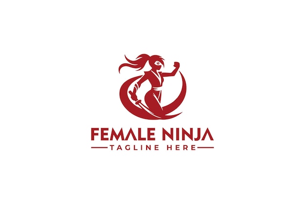 Векторный дизайн логотипа Fimale ninja Вектор логотипа Vintage Ninja для бизнес-идентификации