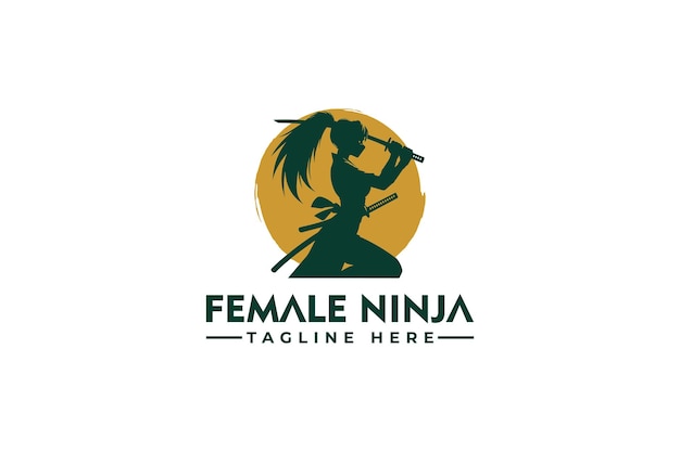 Fimale ninja vector logo design Vintage Ninja logo vector for Business Identity
