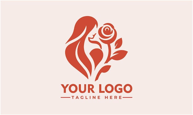 Fimale Rose vector logo ontwerp Vintage Woman Rose logo vector voor zakelijke identiteit