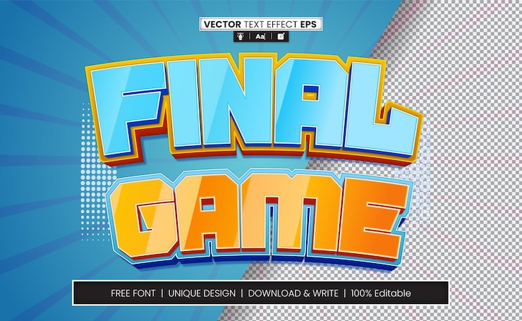 Vector final game 3d text effect fully editable