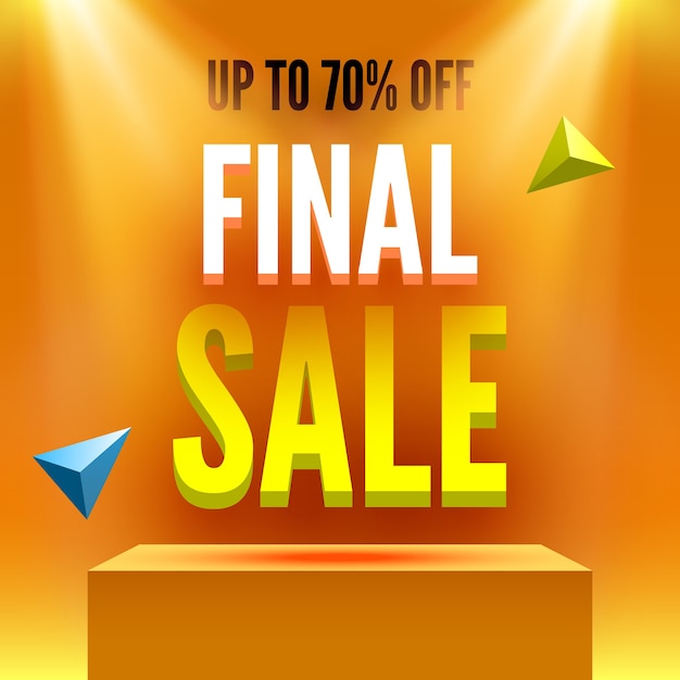 Final sale banner. orange podium. pedestal.