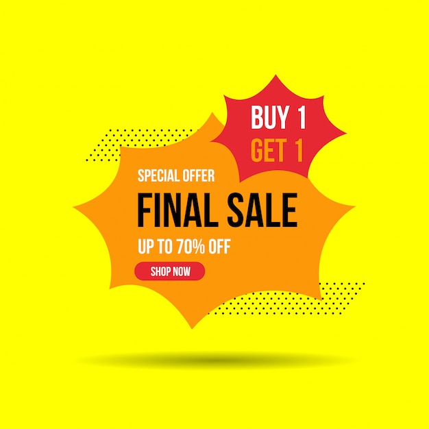 Final sale banner, up to 50% off. Vector illustration