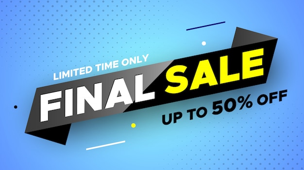 Banner di vendita finale, fino al 50% di sconto.