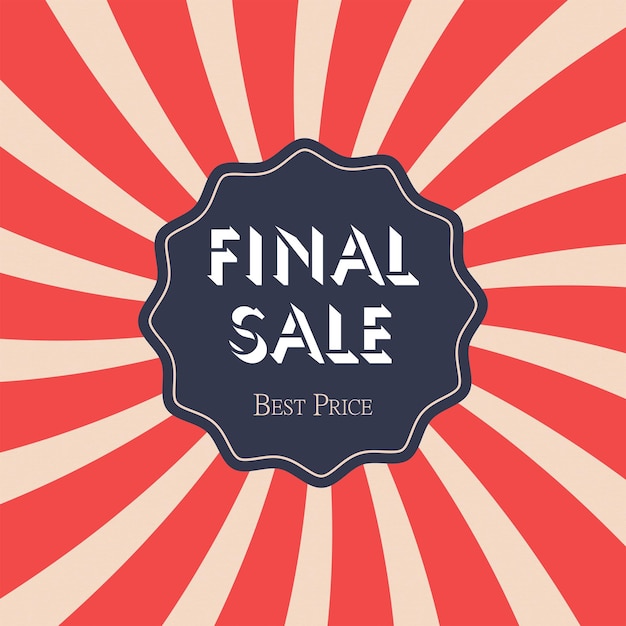 Final Sale Best Price Banner on Retro Rays Background