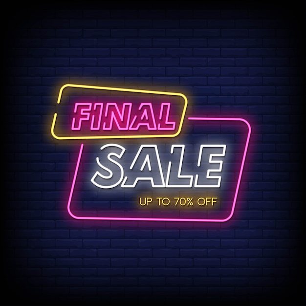 Final sale neon signs style text vector