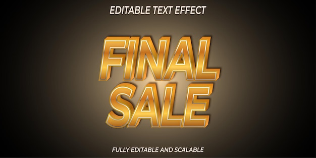 Final sale text effect with bold 3d gold style letters