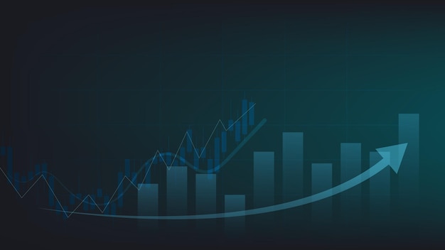 Финансы и бизнес фон. гистограмма и свечной график показывают цену торговли на фондовом рынке