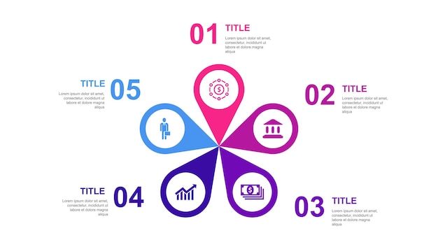 Finance Bank Money Graph Businessman icons Infographic design layout template Creative presentation concept with 5 steps