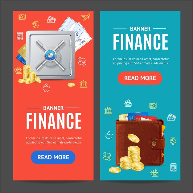 Finance banner vecrtical set vector