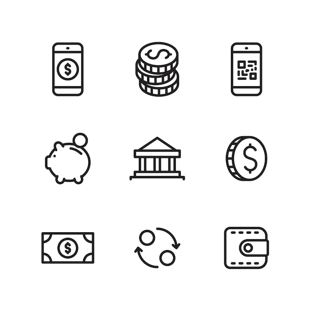 Vector finance and business icons set