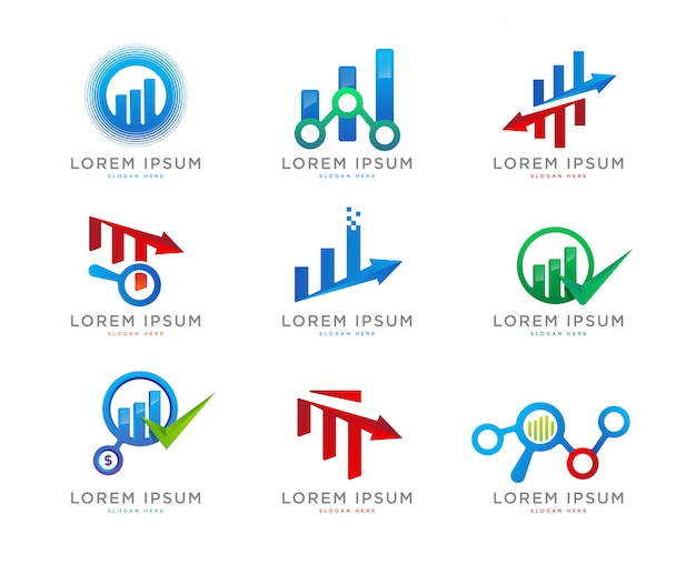 Vettore raccolta di logo grafico finanza