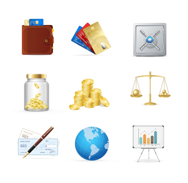 Finance color icon set vector