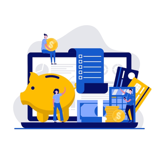 Finance concept with character. Market analysis abstract . Financial planning, accounting, corporate financial strategy, financial management, investment metaphor.