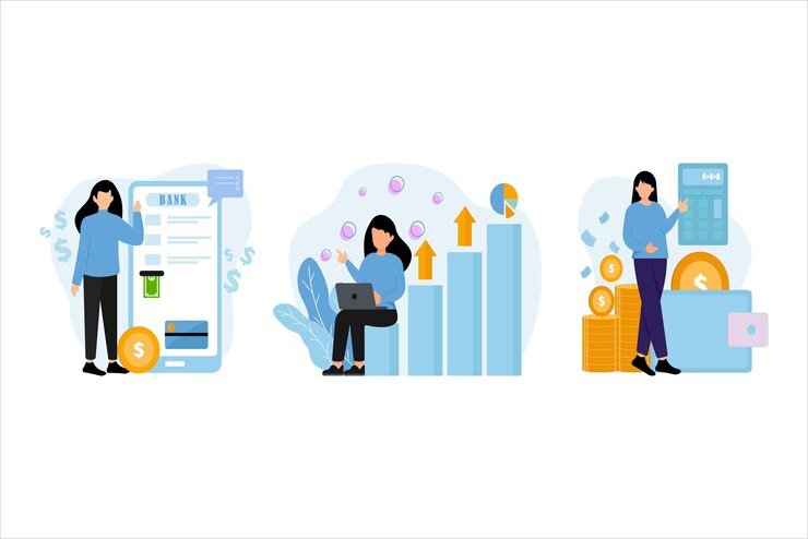 Vector finance flat bundle design illustration
