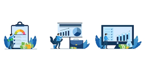 finance flat bundle with people illustration