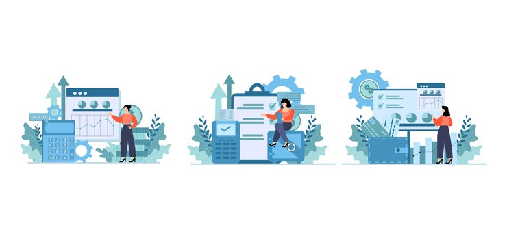 Vector finance flat bundle with people illustration