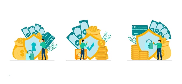 Finance flat bundle with people illustration