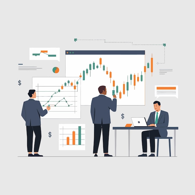 Финансовая плоская векторная иллюстрация