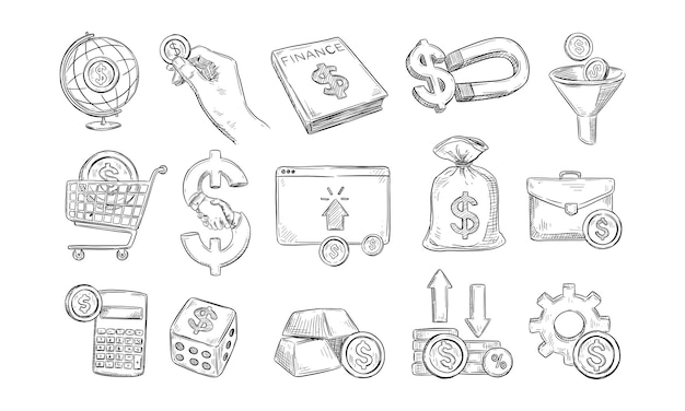 Vector finance handdrawn collection