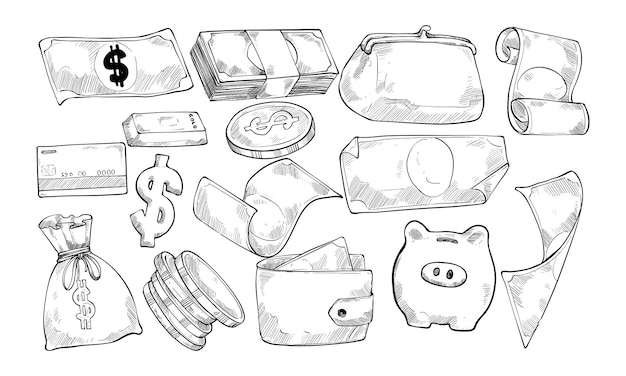 Vector finance handdrawn collection
