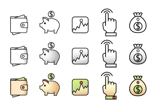 Finance icon collection for mobile applications