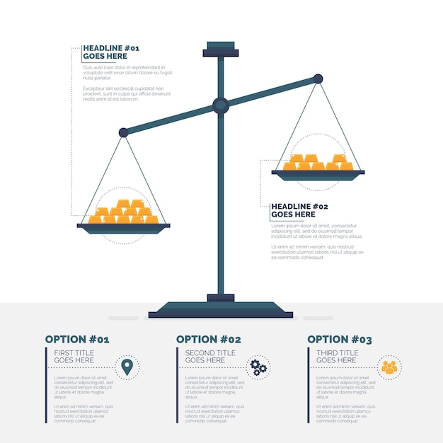 Vector finance infographic with balance scale