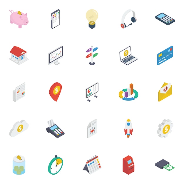 Finance Isometric Icons Pack