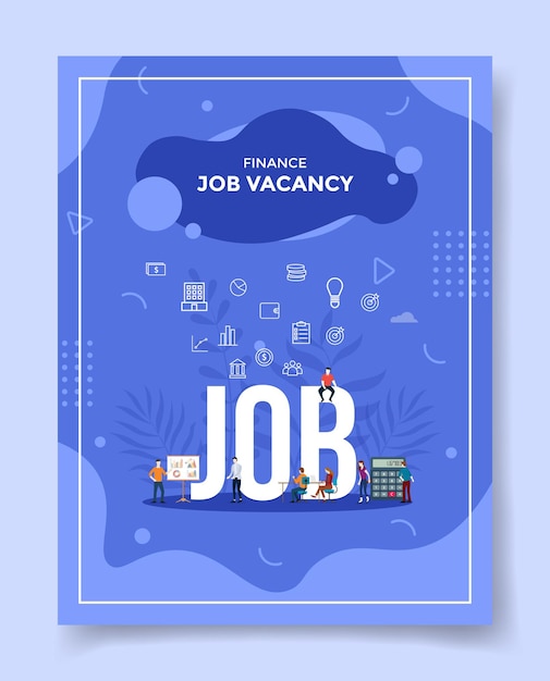 Vector finance job vacancy people around word job chart board calculator for template
