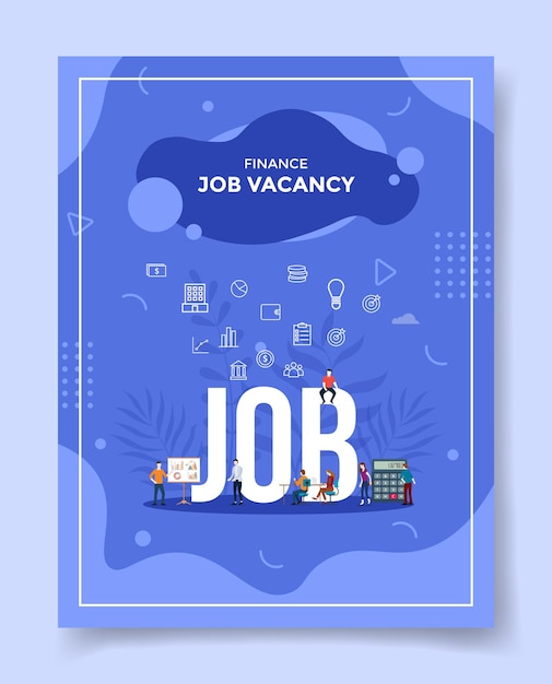 Vector finance job vacancy people around word job chart board calculator for template