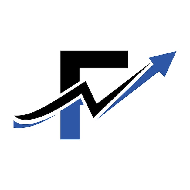 Финансовый логотип с концепцией буквы F Маркетинг и финансовый бизнес Логотип Буква F Шаблон финансового логотипа со стрелкой маркетингового роста