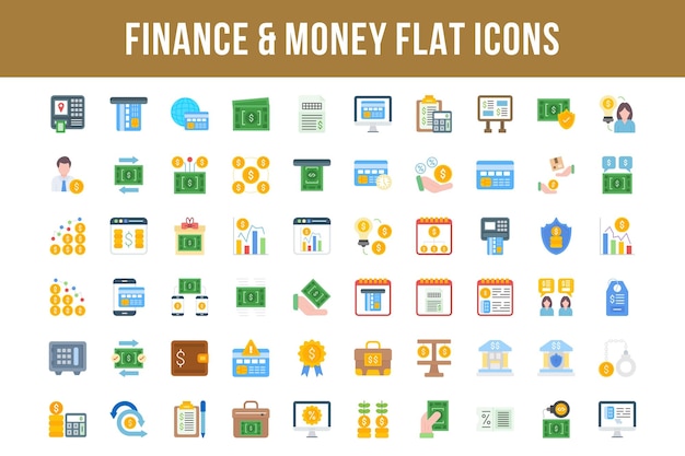 Finance and Money Flat Multicolor Icons