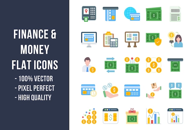 Finance and Money Flat Multicolor Icons