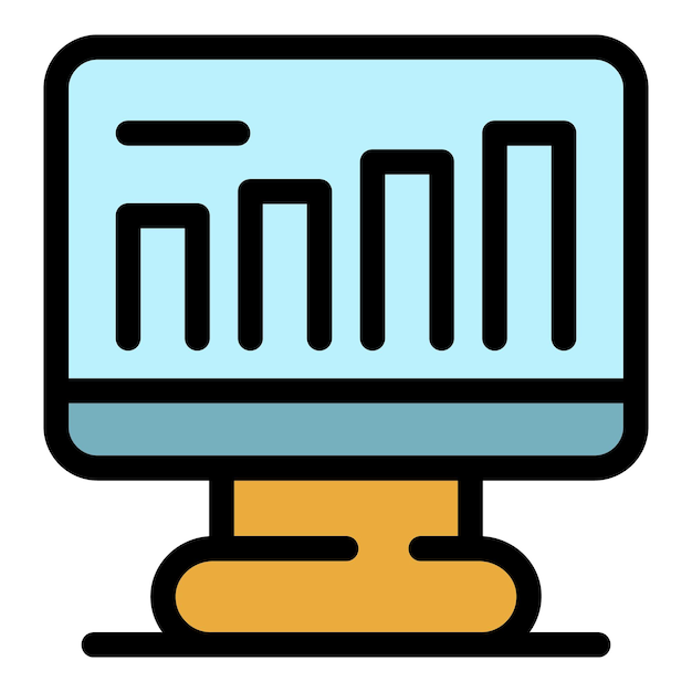 Finance monitor icon Outline finance monitor vector icon color flat isolated