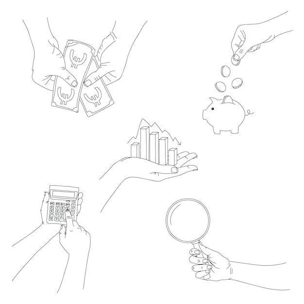 Vector finance related hands pack