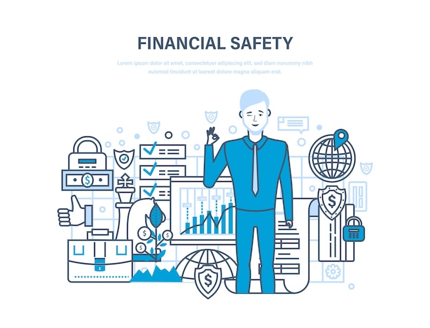 Vector finance security and payment safety insurance protection purchases money transfers