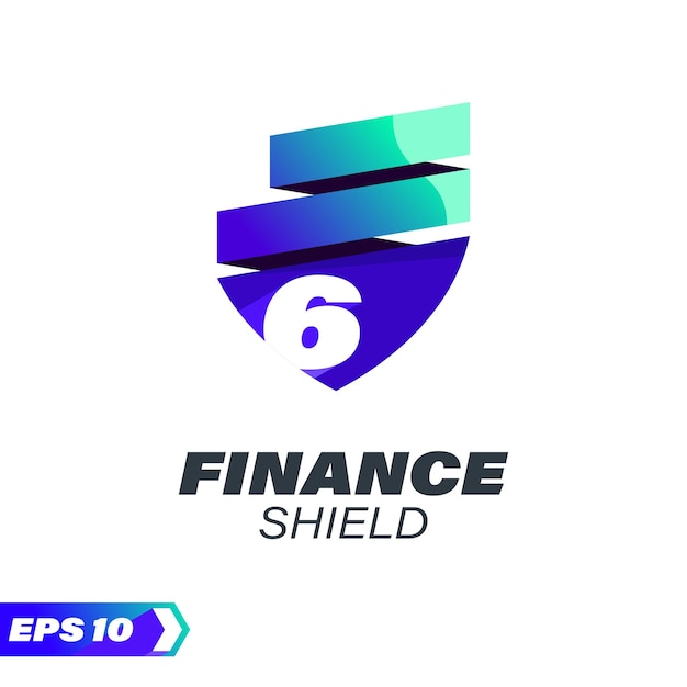 Finance Shield 数値 6 ロゴ